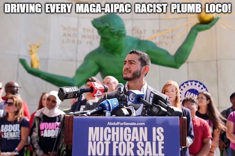 Stampeding the Herd | driving  every  maga-aipac  racist  plumb  loco! | image tagged in abdul-el-sayed-in-detroit webp | made w/ Imgflip meme maker