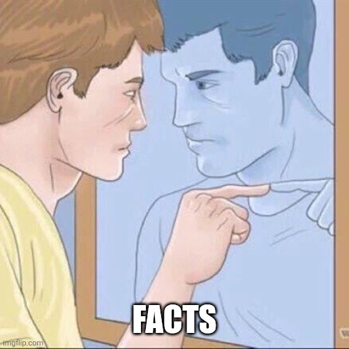 Pointing mirror guy | facts | image tagged in pointing mirror guy | made w/ Imgflip meme maker