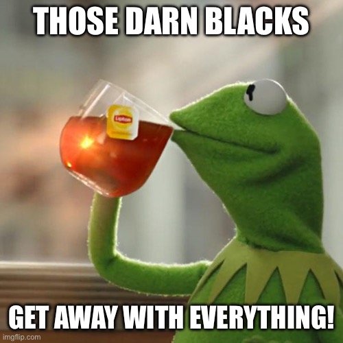 But That's None Of My Business Meme | Those darn blacks Get away with everything! | image tagged in memes,but that's none of my business,kermit the frog | made w/ Imgflip meme maker