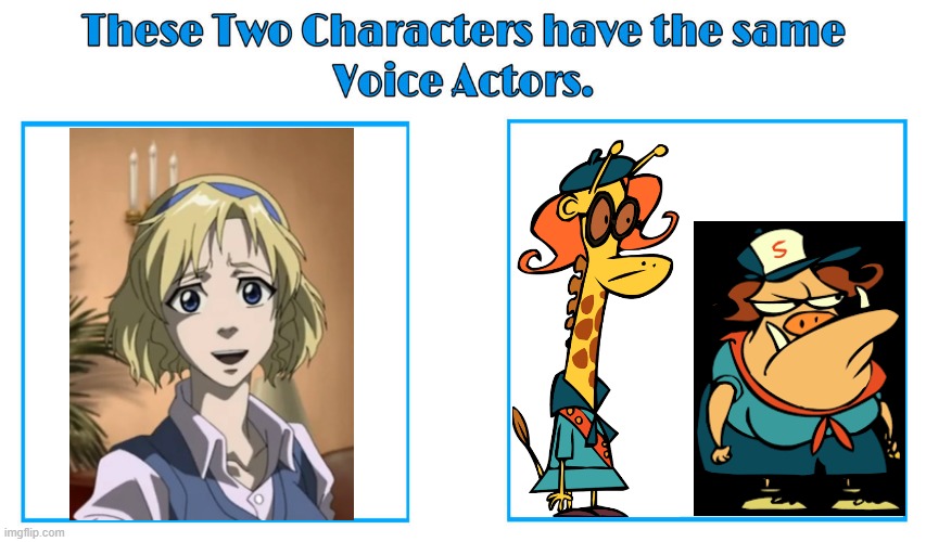 Jill Talley 2 | image tagged in same voice actor,jill talley,the boondocks,camp lazlo,adult swim,cartoon network | made w/ Imgflip meme maker