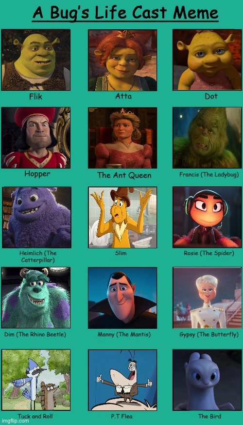 An Ogre’s Life | image tagged in a bug s life cast meme | made w/ Imgflip meme maker