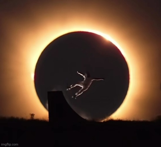 Skateboarder Eclipse | image tagged in solar eclipse,skateboarding,awesome,photography | made w/ Imgflip meme maker