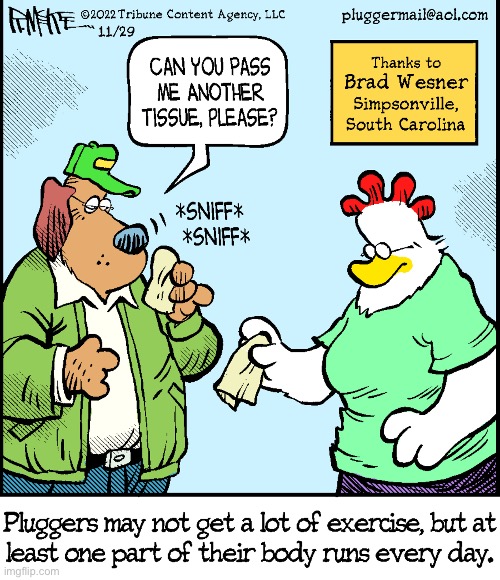 Pluggers | image tagged in comics,pluggers,exercise,runny nose,body,tissue | made w/ Imgflip meme maker