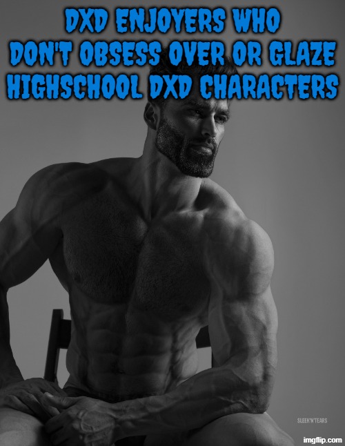 They are based | dxd enjoyers who don't obsess over or glaze highschool dxd characters | image tagged in giga chad,highschool dxd,anime | made w/ Imgflip meme maker