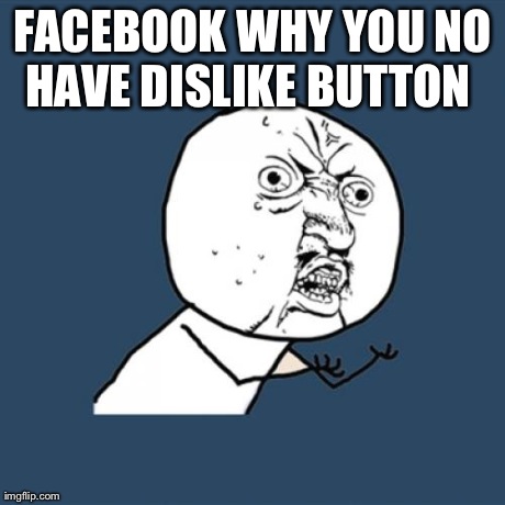 Y U No Meme | FACEBOOK WHY YOU NO HAVE DISLIKE BUTTON 
 | image tagged in memes,y u no | made w/ Imgflip meme maker