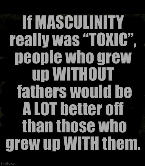 The real problem is “toxic leftism” | image tagged in political meme,masculinity,toxic,without fathers,with fathers,theyd do a lot better | made w/ Imgflip meme maker