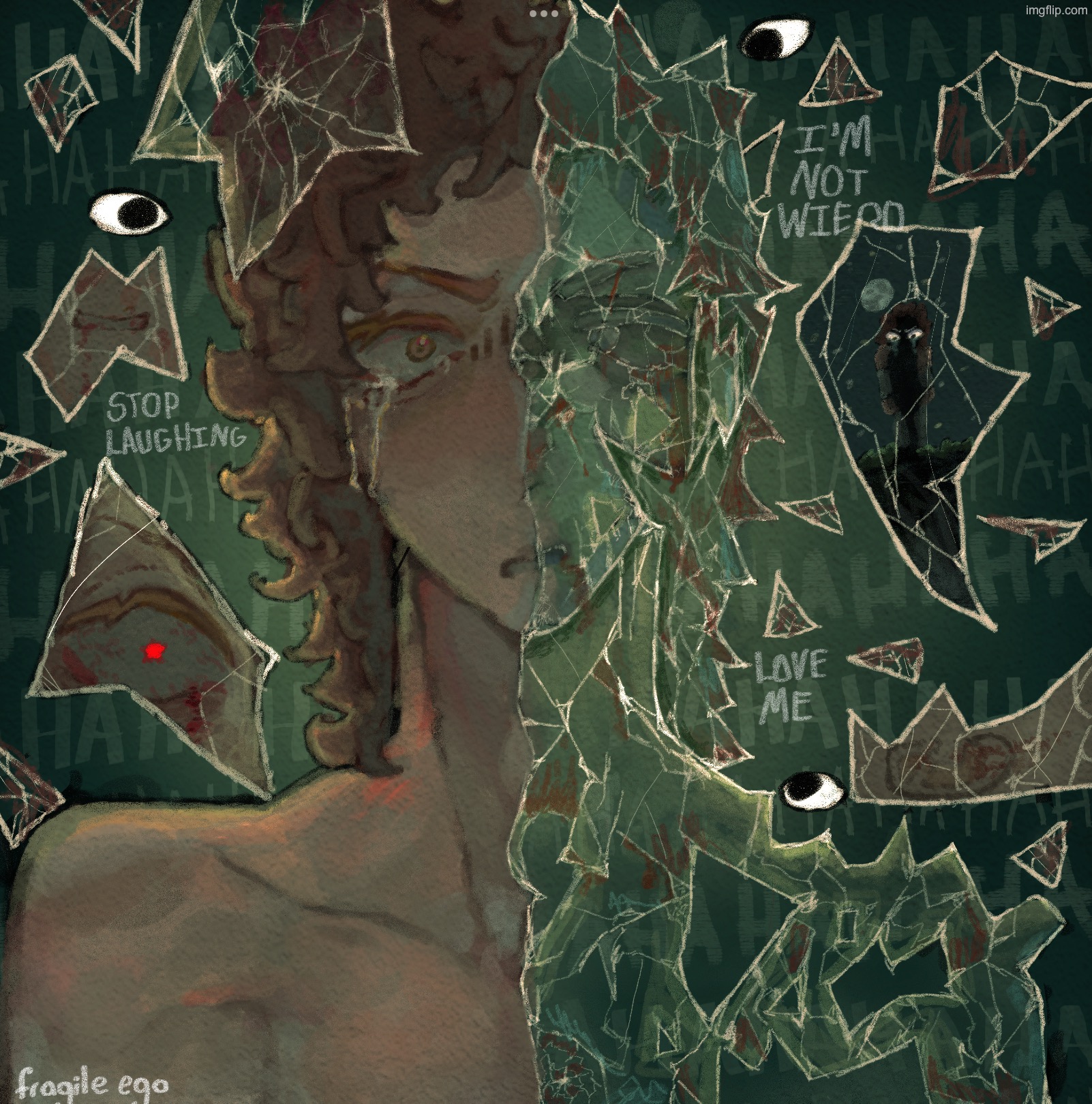 FRAGILE EGO | image tagged in img_6595 jpeg,drawing,stuff | made w/ Imgflip meme maker