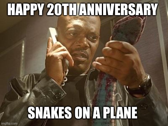 snakes on a plane | Happy 20th anniversary; snakes on a plane | image tagged in snakes on a plane | made w/ Imgflip meme maker