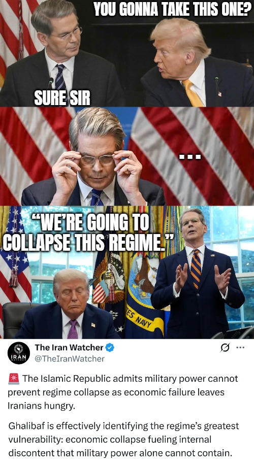 Trump has gone for the internal revolt from the start | You gonna take this one? Sure sir; ... “We’re going to collapse this regime.” | image tagged in iran,donald trump,politics | made w/ Imgflip meme maker