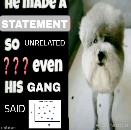 image tagged in he made a statement so unrelated | made w/ Imgflip meme maker