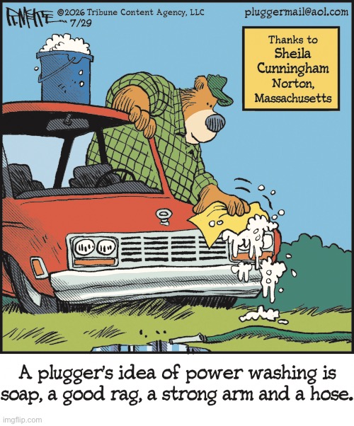 Pluggers | image tagged in comics,pluggers,power washing,car,old fashioned,soaped up | made w/ Imgflip meme maker