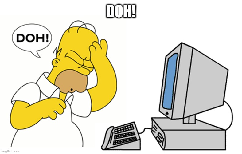 simpsons computer homer doh | Doh! | image tagged in simpsons computer homer doh | made w/ Imgflip meme maker