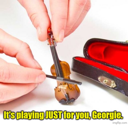 It's playing JUST for you, Georgie. | image tagged in tiny violin | made w/ Imgflip meme maker