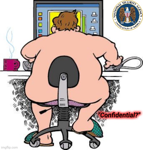 "Confidential?" | image tagged in nsa pervert | made w/ Imgflip meme maker
