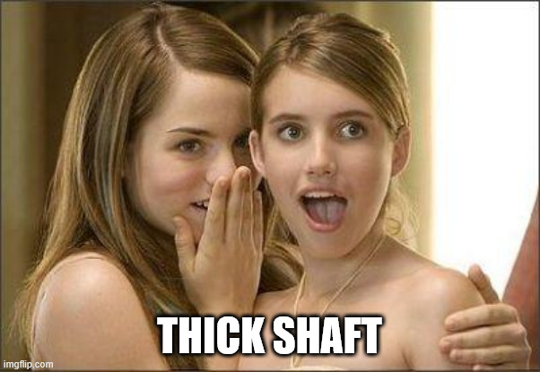 thick shaft | image tagged in girls gossiping | made w/ Imgflip meme maker