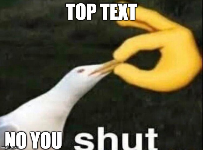 Top text No you | image tagged in shut | made w/ Imgflip meme maker