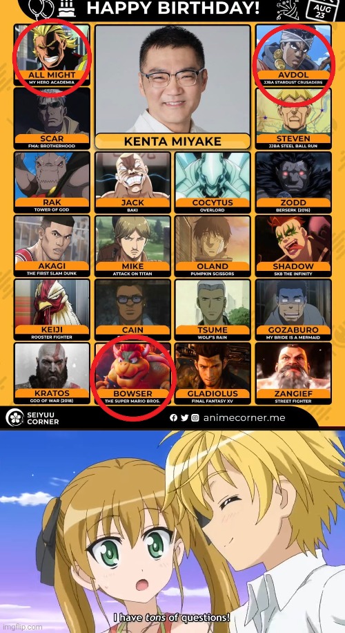 This is beyond of my expectations! | image tagged in my hero academia,bowser,jojo,same voice actor | made w/ Imgflip meme maker