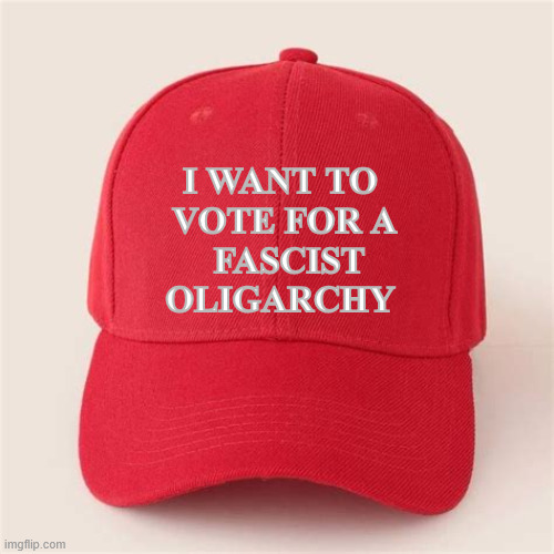 MAGA Merch Fascist Oligarchy | I want to 
vote for a
 fascist oligarchy | image tagged in maga merch fascist oligarchy,hitler was a great guy,the holocaust is a hoax,adolf liked jews | made w/ Imgflip meme maker
