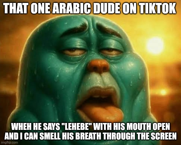 Nagisa, Nagusa, Fuuka, Yuuka | That one arabic dude on tiktok; Wheh he says "lehebe" with his mouth open and i can smell his breath through the screen | image tagged in gumball | made w/ Imgflip meme maker