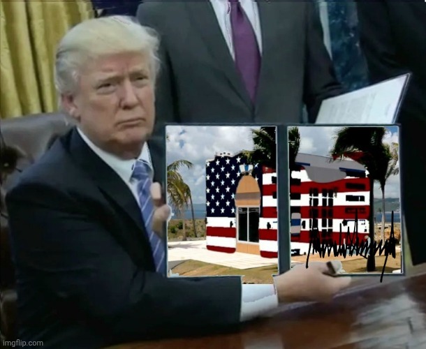 Trump signs executive order to rename little saint james island/notorious epstein island. | image tagged in trump-bill-signing-meme-template-full-920dc7e6 webp,executive order trump,epstein | made w/ Imgflip meme maker
