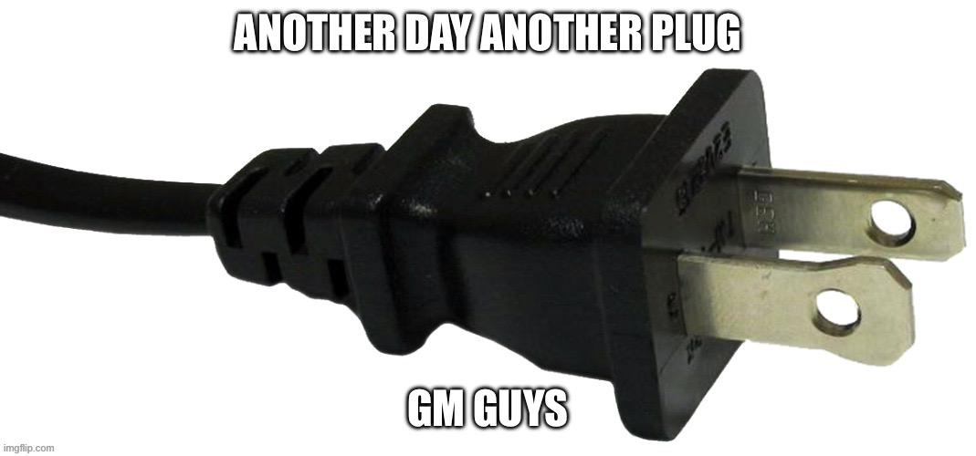Uh I forgot the meme | Another day another plug; Gm guys | image tagged in plug | made w/ Imgflip meme maker