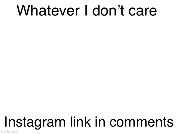Follow up everyone! | Whatever I don’t care; Instagram link in comments | made w/ Imgflip meme maker
