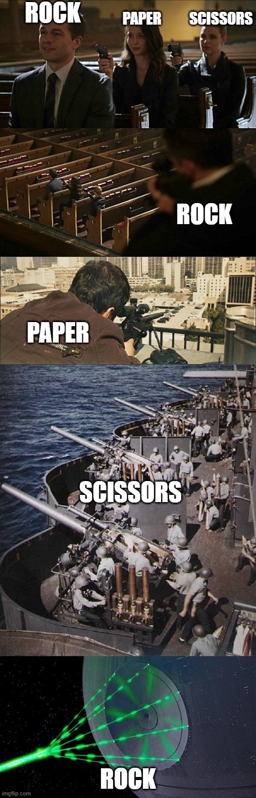 assassin chain extended | Rock; Paper          Scissors; Rock; paper; Scissors; Rock | image tagged in assassin chain extended | made w/ Imgflip meme maker