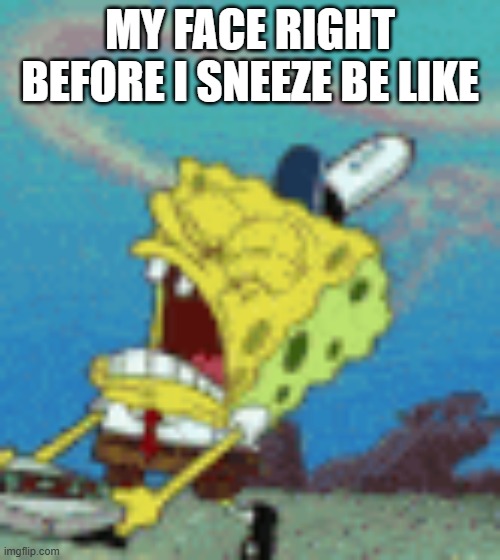 AAAAAAAAAA- | my face right before i sneeze be like | image tagged in memes,funny,spongebob,sneeze,face | made w/ Imgflip meme maker
