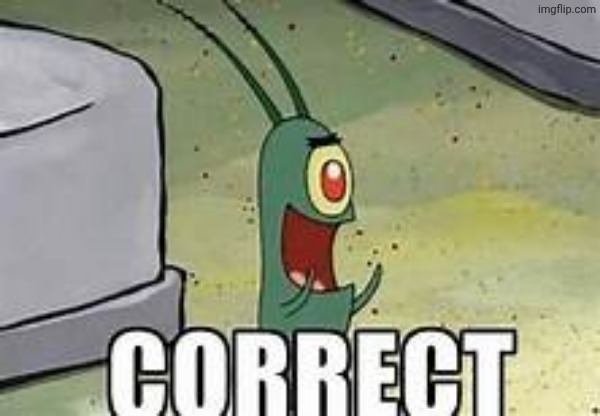 Plankton correct | image tagged in plankton correct | made w/ Imgflip meme maker