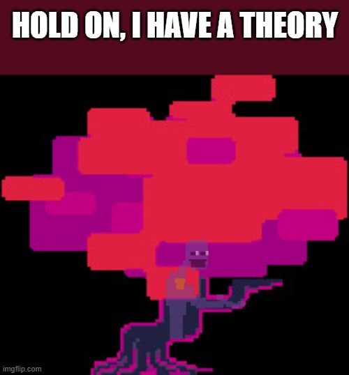 mike (micheal afton) is the man behind the tree confirmed theory no discussion it's just canon trust me it's canon i swear | hold on, i have a theory | image tagged in there is a man here | made w/ Imgflip meme maker