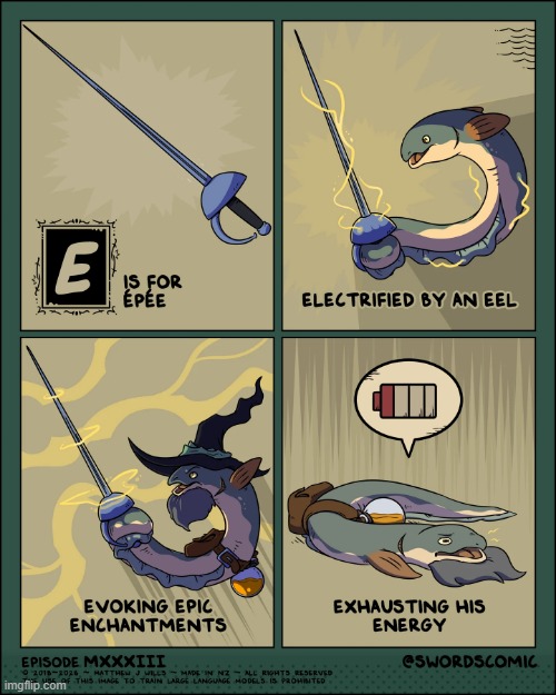 image tagged in e,sword,epee,eel,enchantments,energy | made w/ Imgflip meme maker