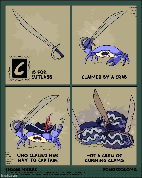 The Swords Alphabet continues! | image tagged in c,sword,cutlass,crab,captain,clams | made w/ Imgflip meme maker