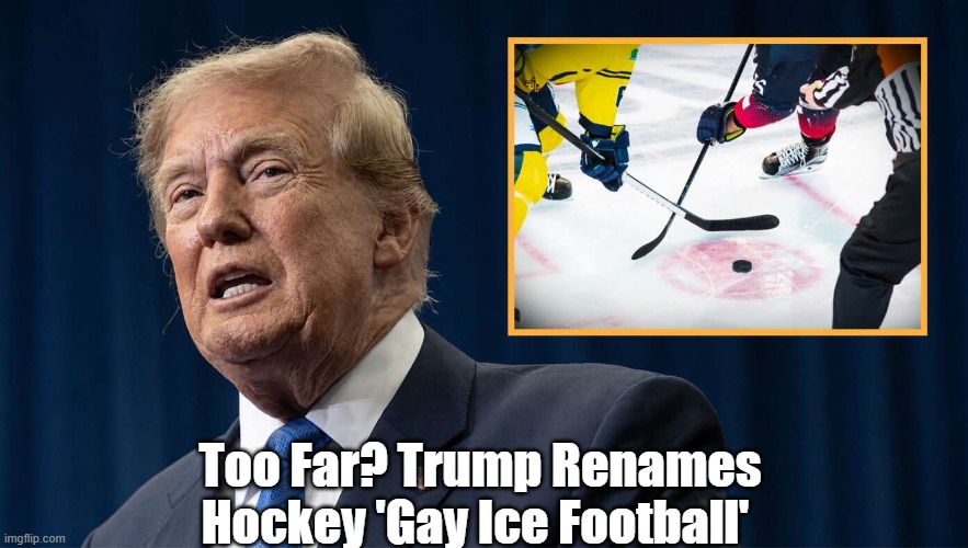 Too Far? Trump Renames Hockey 'Gay Ice Football' | made w/ Imgflip meme maker