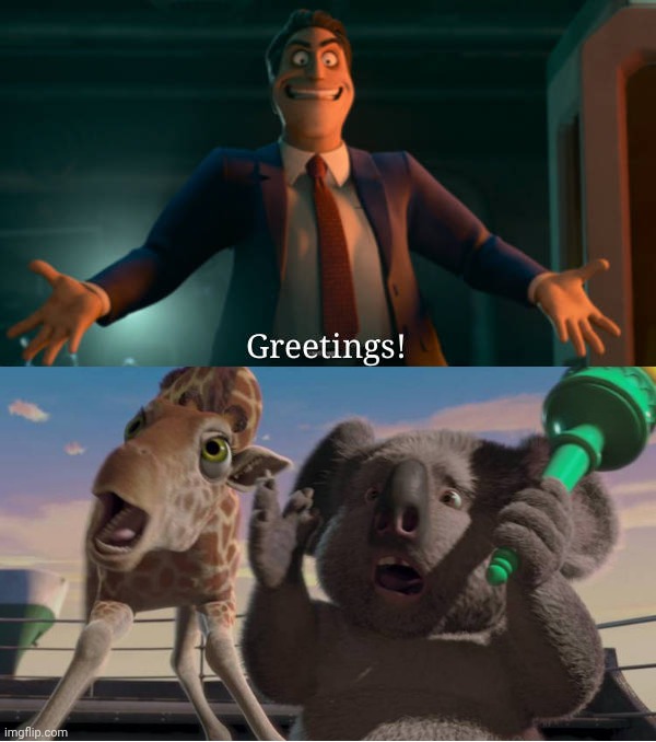Titus Said Greetings To Bridget and Nigel | image tagged in titus said greetings to who,remix,deviantart,the wild,hoppers,pixar | made w/ Imgflip meme maker