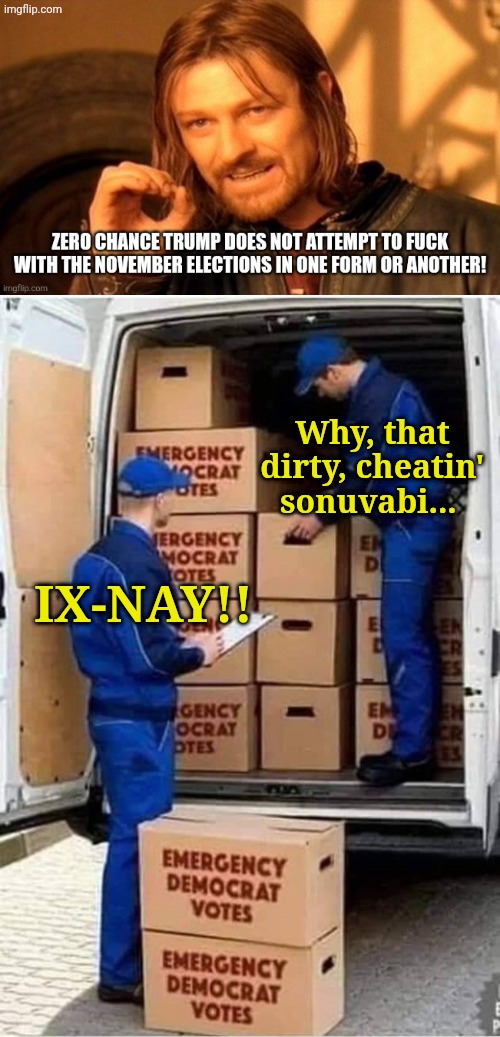 It was one of Göebbels' cardinal rules. | Why, that dirty, cheatin' sonuvabi... IX-NAY!! | image tagged in emergency democrat votes | made w/ Imgflip meme maker