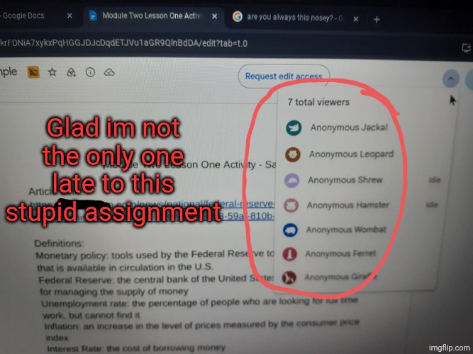 20260903_100308.jpg | Glad im not the only one late to this stupid assignment | image tagged in 20260903_100308 jpg | made w/ Imgflip meme maker