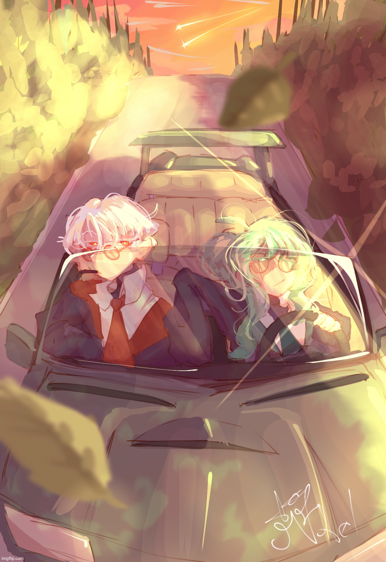 A ride home | image tagged in drawing,ocs,idk | made w/ Imgflip meme maker