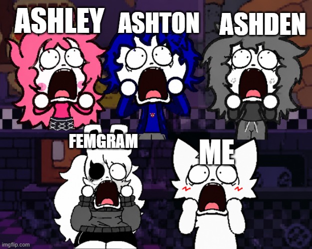 ashey wave trails but like in pizza tower scream meme | ashton; ashden; ashley; femgram; me | image tagged in pizza tower scream meme but mine png | made w/ Imgflip meme maker