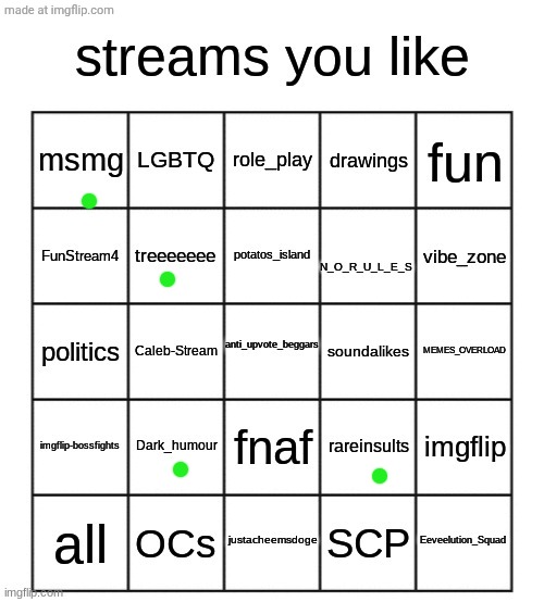 streams you like bingo | image tagged in streams you like bingo | made w/ Imgflip meme maker