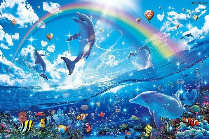 Happy dolphin rainbow | image tagged in happy dolphin rainbow | made w/ Imgflip meme maker