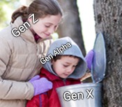 Gen Z Gen Alpha Gen X | image tagged in maple syrup kids | made w/ Imgflip meme maker