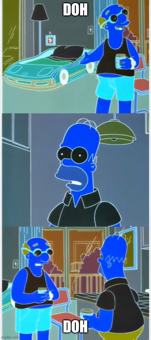 Kirk Van Houten Racecar Bed Three Panels | Doh Doh | image tagged in kirk van houten racecar bed three panels | made w/ Imgflip meme maker
