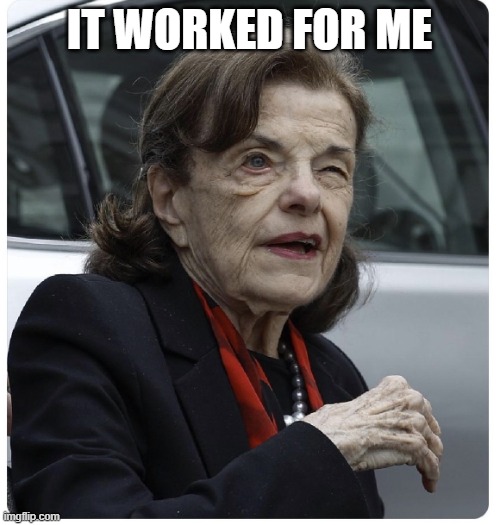 it worked for me | image tagged in senator diane feinstein | made w/ Imgflip meme maker