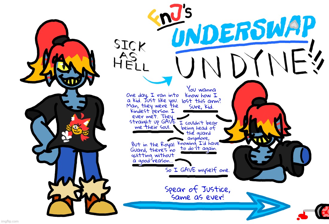 Undyne for my Underswap take! She lives with Alphys after quitting the Royal Guard. | made w/ Imgflip meme maker