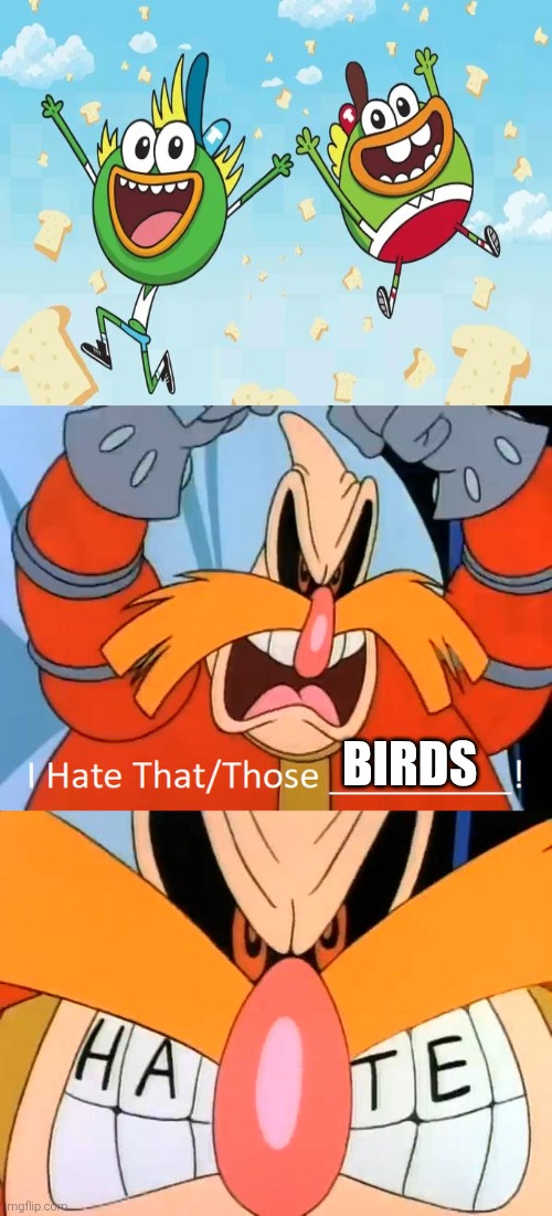 Dr. Robotnik loathes Breadwinners | Birds | image tagged in 1000010629_by_lucasplaystation2008_dkea2ix-300w-2x jpg,robotnik,dr eggman,breadwinners,breadwieners,breadlosers | made w/ Imgflip meme maker