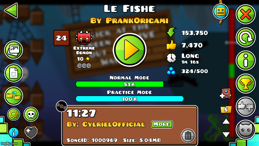 81% on Le Fishe! | image tagged in geometry dash,le fishe | made w/ Imgflip meme maker