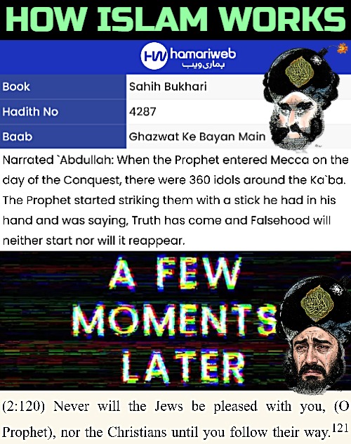 How Islam works | image tagged in islam,religion,muhammad,quran | made w/ Imgflip meme maker