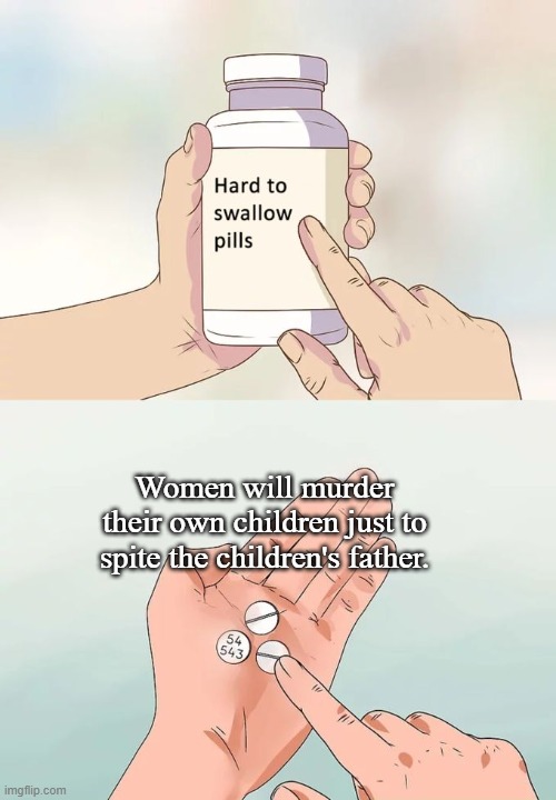If they don't murder them in the womb, they'll murder them outside of it. | Women will murder their own children just to spite the children's father. | image tagged in memes,hard to swallow pills,murder,abortion,children,toxic women | made w/ Imgflip meme maker
