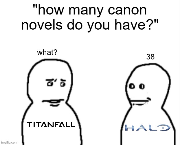 insert cool title here | "how many canon novels do you have?"; 38 | image tagged in days since what,what,halo,titanfall 2,drawing | made w/ Imgflip meme maker