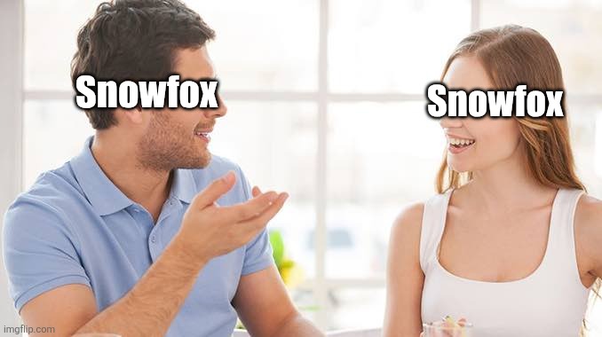 Couple talking  | Snowfox Snowfox | image tagged in couple talking | made w/ Imgflip meme maker